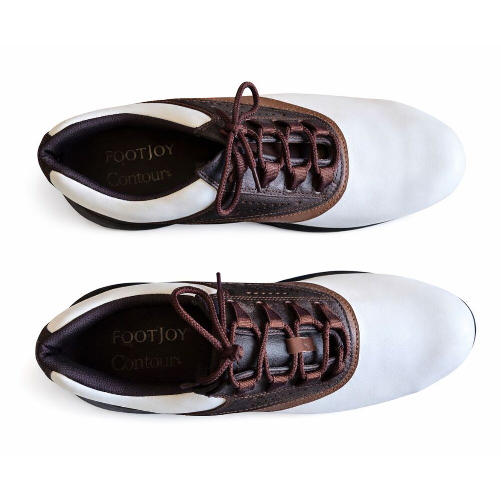 FootJoy GreenJoys Golf Shoes Mens 10.5 M Brown White Saddle Oxford Laces Spikes - Picture 3 of 12